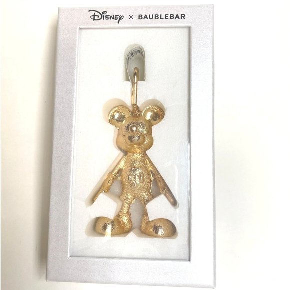 Nwt Disney Baublebar gold glitter 3" mickey mouse keychain key fob NIB‎ - Picture 1 of 6